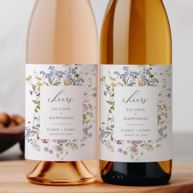 Étiquette Pour Bouteilles De Vin Fleur sauvage Mariage Vin bouteille Étiquette Flor (Créateur téléchargé)