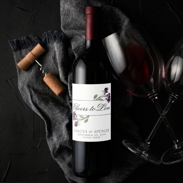 Étiquette Pour Bouteilles De Vin Fleur sauvage | Purple Bohemian encourage à aimer (Créateur téléchargé)