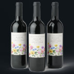 Étiquette Pour Bouteilles De Vin Fleur sauvage Rustic Chic Floral Mariage campagnar<br><div class="desc">Célébrez votre histoire d'amour avec cet élégant étiquette à vin mariage floral avec une charmante aquarelle design fleur sauvage et script de calligraphie moderne. Parfait pour un mariage de jardin, une cérémonie en plein air ou une célébration boho rustique, ce design mêle des éléments floral fantaisistes à une élégance intemporelle....</div>