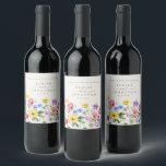 Étiquette Pour Bouteilles De Vin Fleur sauvage Rustic Chic Floral Mariage campagnar<br><div class="desc">Célébrez votre histoire d'amour avec cet élégant étiquette à vin mariage floral avec une charmante aquarelle design fleur sauvage et script de calligraphie moderne. Parfait pour un mariage de jardin, une cérémonie en plein air ou une célébration boho rustique, ce design mêle des éléments floral fantaisistes à une élégance intemporelle....</div>