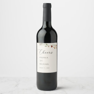 Étiquette Pour Bouteilles De Vin Fleur sauvage rustique ivoire Romantique Cheval Ma
