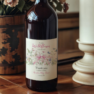 Étiquette Pour Bouteilles De Vin Fleur Sauvageonne Fille Florale Rose Bébé Naissanc