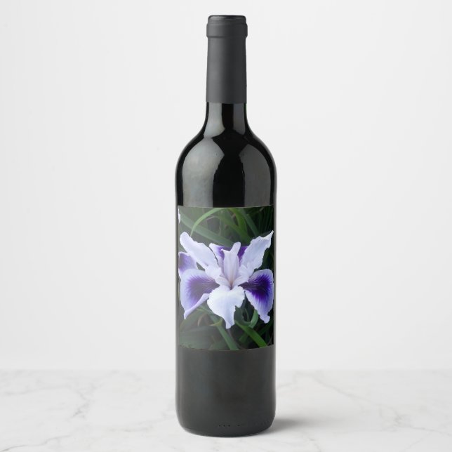 Étiquette Pour Bouteilles De Vin Fleur violet blanc soyeux (Devant)