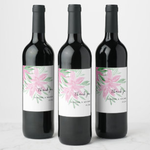 Étiquette Pour Bouteilles De Vin Fleurs aquarelles originales peintes à la main ros