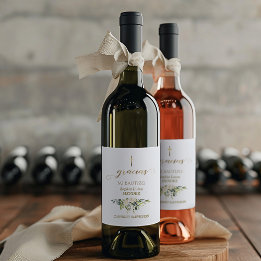 Étiquette Pour Bouteilles De Vin Fleurs blanches espagnoles Gracias Calligraphie Ba