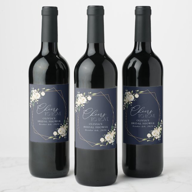 Étiquette Pour Bouteilles De Vin Fleurs blanches, Fleurs de crème, Boho, Fête des m (Bouteilles)