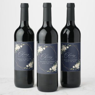 Étiquette Pour Bouteilles De Vin Fleurs blanches, Fleurs de crème, Verdure, Mariage