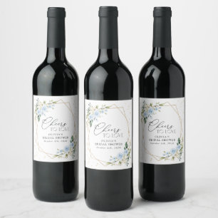 Étiquette Pour Bouteilles De Vin Fleurs bleues, Fleurs blanches, Boho, Fête des mar