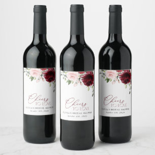 Étiquette Pour Bouteilles De Vin Fleurs Bourgogne, Fleurs Roses, Fête des mariées