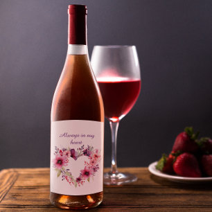 Étiquette Pour Bouteilles De Vin Fleurs d'amour Coeur floral Saint Valentin