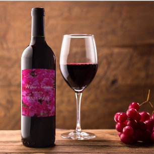 Étiquette Pour Bouteilles De Vin Fleurs d'Azalea rose Photo personnalisée