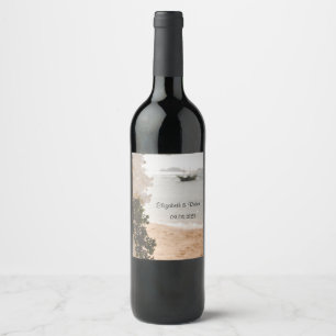 Étiquette Pour Bouteilles De Vin Fleurs de bateau à voile plage