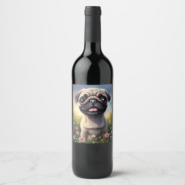 Étiquette Pour Bouteilles De Vin Fleurs de carlin (Devant)