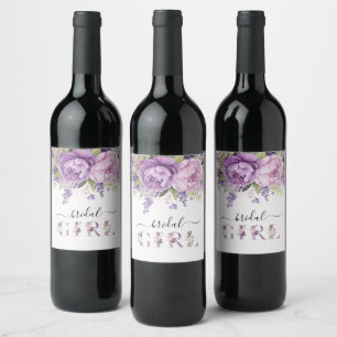 Étiquette Pour Bouteilles De Vin Fleurs De Jardin Violet Et Rose Fête des mariées F
