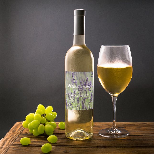Étiquette Pour Bouteilles De Vin Fleurs de lavande violette Personnalisées Florales (In Situ Glass of Wine)