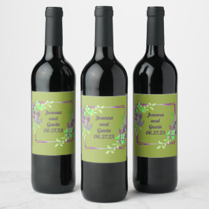Étiquette Pour Bouteilles De Vin Fleurs de mariage de couronne fleurie vectorielle 