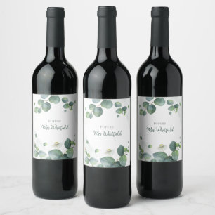 Étiquette Pour Bouteilles De Vin Fleurs de mariage Eucalyptus Future Mme