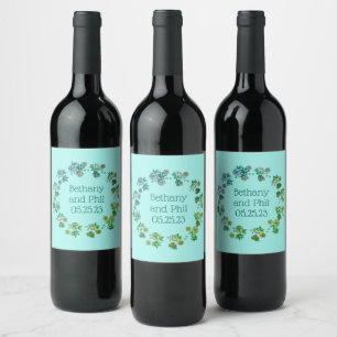 Étiquette Pour Bouteilles De Vin Fleurs de mariage germinales Merci vectoriel flora