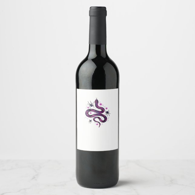 Étiquette Pour Bouteilles De Vin Fleurs de serpent Whimsigoth Classic (Devant)