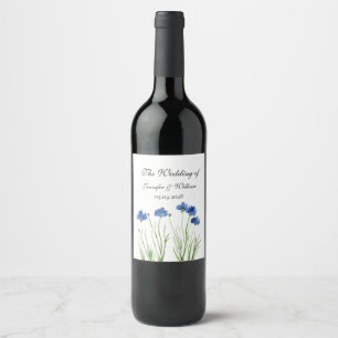 Étiquette Pour Bouteilles De Vin Fleurs Fleurs sauvages de Cornflowers Mariage d'aq