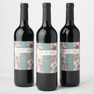 Étiquette Pour Bouteilles De Vin Fleurs gaies Inspiriity Mariage moderne