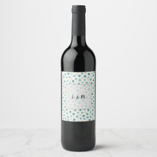 Étiquette Pour Bouteilles De Vin Fleurs minuscules modernes bleues