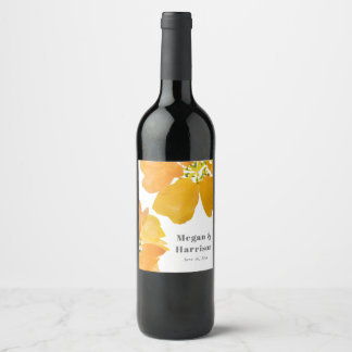 Étiquette Pour Bouteilles De Vin Fleurs orange aquarelle époustouflantes