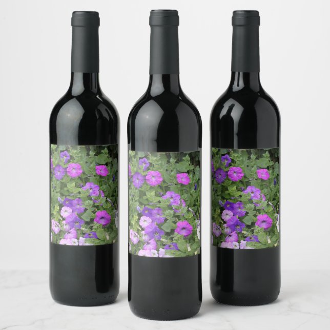Étiquette Pour Bouteilles De Vin Fleurs printanières Jardin pourpre Petunia Photo f (Bouteilles)