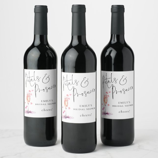 Étiquette Pour Bouteilles De Vin Fleurs Prosecco Script Applaudissements Enterremen (Bouteilles)