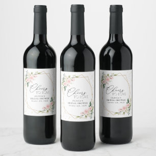 Étiquette Pour Bouteilles De Vin Fleurs roses, Fleurs blanches, Boho, Fête des mari