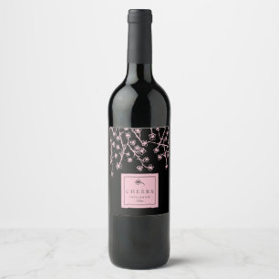Étiquette Pour Bouteilles De Vin Fleurs roses modernes
