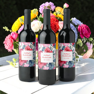 Étiquette Pour Bouteilles De Vin Fleurs Roses Rouges Enterrement de Vie de Jeune Fi