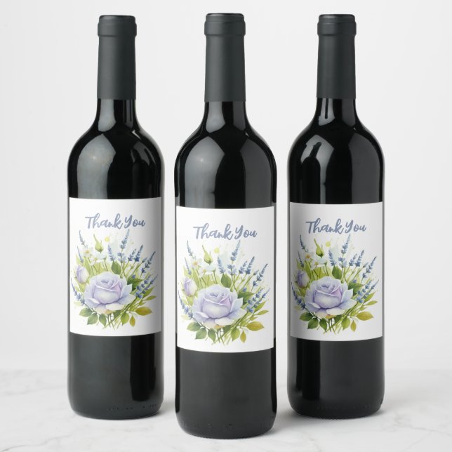 Étiquette Pour Bouteilles De Vin Fleurs sauvages de lavande d'aquarelle (Bouteilles)