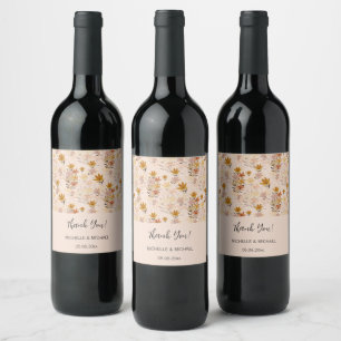 Étiquette Pour Bouteilles De Vin Fleurs sauvages jaune moutarde bohème pastel