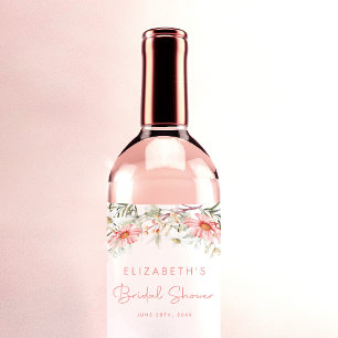 Étiquette Pour Bouteilles De Vin Fleurs sauvages rustiques de pêche