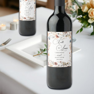 Étiquette Pour Bouteilles De Vin Fleurs sauvages s'éprennent d'amour Élégant mariag