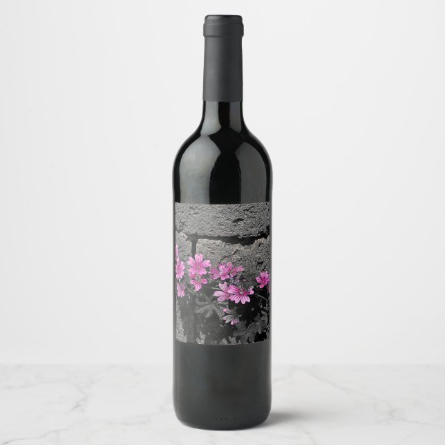 Étiquette Pour Bouteilles De Vin Fleurs violettes (Devant)