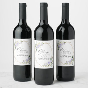 Étiquette Pour Bouteilles De Vin Fleurs violettes, Fleurs blanches, Boho, Fête des 
