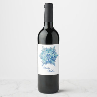Étiquette Pour Bouteilles De Vin Flocon de neige aquarelle