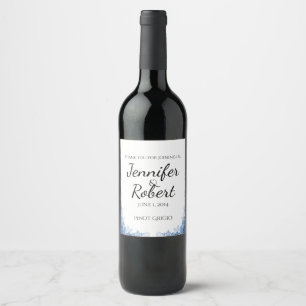 Étiquette Pour Bouteilles De Vin Flocons de neige bleus sur l'étiquette de vin de M