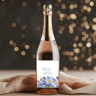 Étiquette Pour Bouteilles De Vin Floral Blue Chinoiserie Mariage nuptiale