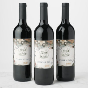Étiquette Pour Bouteilles De Vin Floral Elegant Inspirivé Mariage Plutôt Moderne