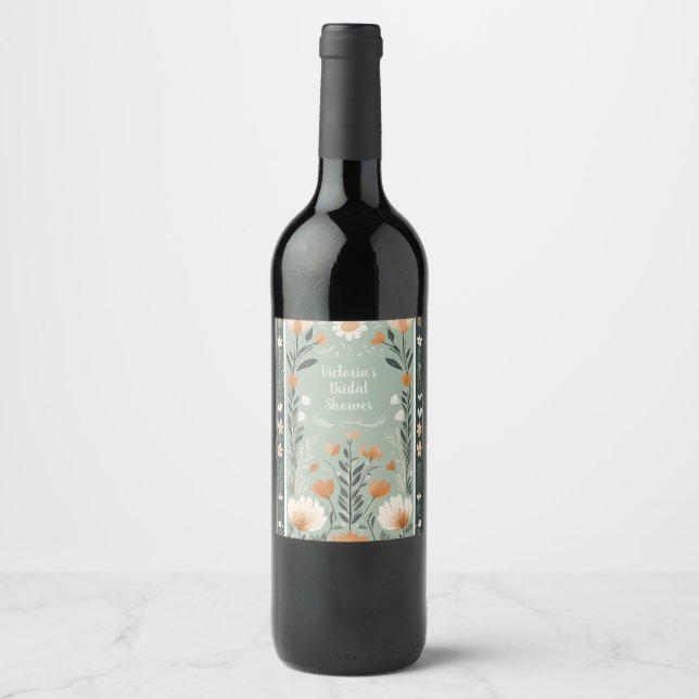 Étiquette Pour Bouteilles De Vin Floral finlandais (Devant)