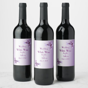Étiquette Pour Bouteilles De Vin Floral Lilac Fleurs Mariage Étiquette de vin