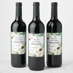 Étiquette Pour Bouteilles De Vin Floral Magnolia