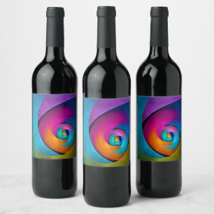 Étiquette Pour Bouteilles De Vin Floral moderne Art Abstrait rose Bleu Motif #17