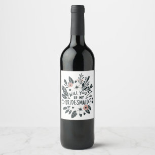 Étiquette Pour Bouteilles De Vin Floral Serez-Vous Mon Étiquette De Vin De Femme D'