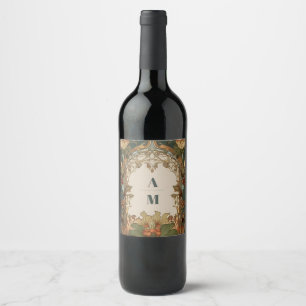 Étiquette Pour Bouteilles De Vin Flore Art Nouveau Vintage Mariage