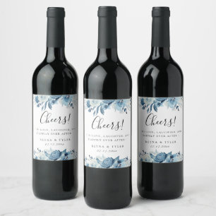 Étiquette Pour Bouteilles De Vin Flore de la marine bleue Dusty