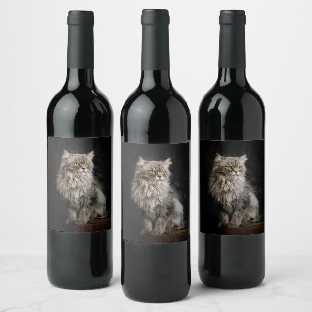 Étiquette Pour Bouteilles De Vin Fluffy Gris (Bouteilles)